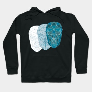 Geometric Female Face in blue Hoodie